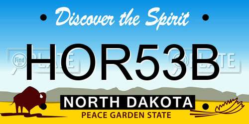 HOR53B North Dakota License Plate