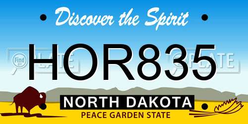 HOR835 North Dakota License Plate