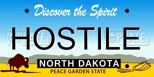 HOSTILE North Dakota License Plate