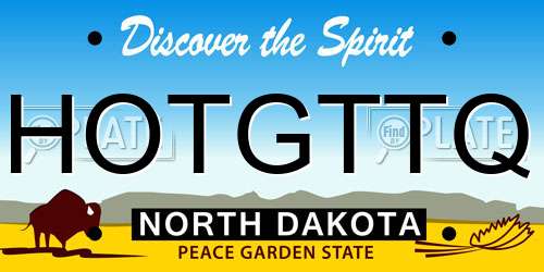 HOTGTTQ North Dakota License Plate