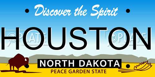 HOUSTON North Dakota License Plate