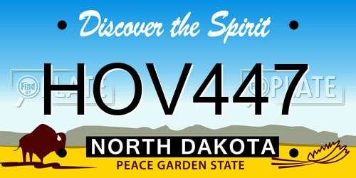 HOV447 North Dakota License Plate