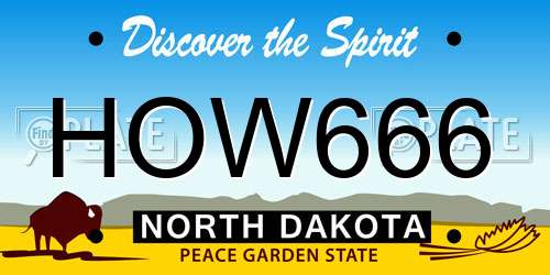 HOW666 North Dakota License Plate