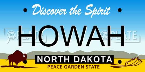 HOWAH North Dakota License Plate