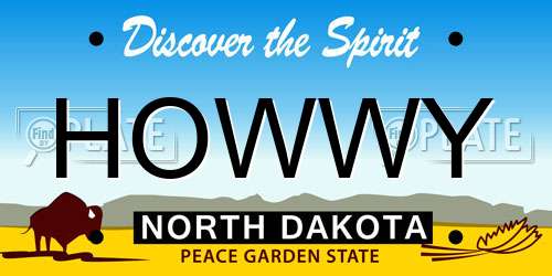 HOWWY North Dakota License Plate
