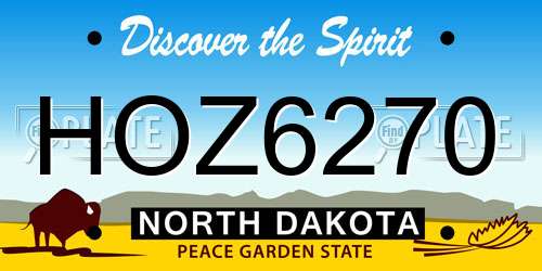 HOZ6270 North Dakota License Plate
