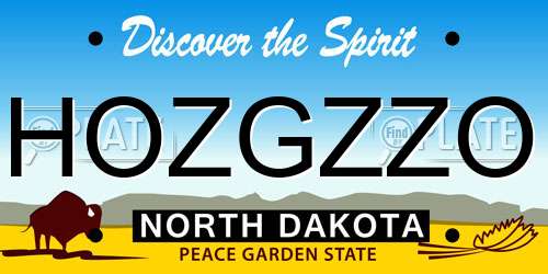 HOZGZZO North Dakota License Plate