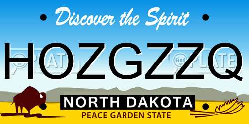 HOZGZZQ North Dakota License Plate
