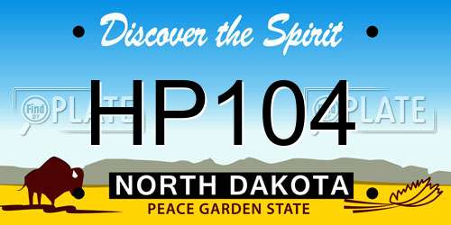 HP104 North Dakota License Plate