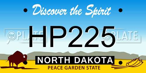 HP225 North Dakota License Plate