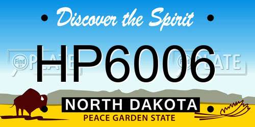 HP6006 North Dakota License Plate