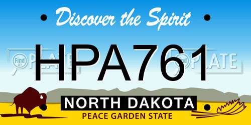 HPA761 North Dakota License Plate