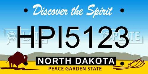 HPI5123 North Dakota License Plate