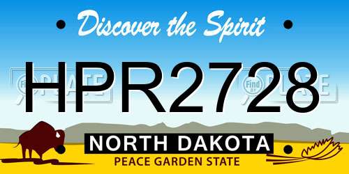 HPR2728 North Dakota License Plate