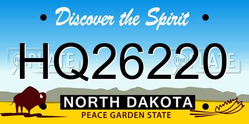 HQ26220 North Dakota License Plate