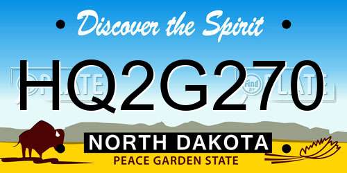 HQ2G270 North Dakota License Plate