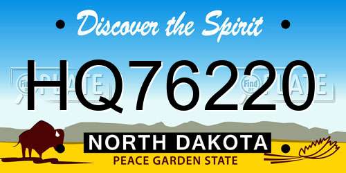 HQ76220 North Dakota License Plate