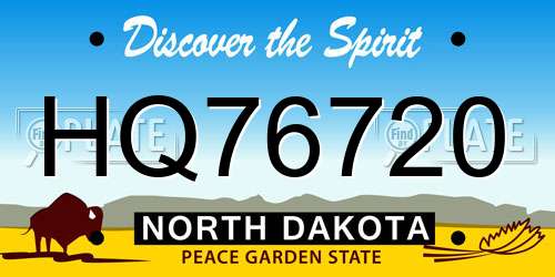 HQ76720 North Dakota License Plate