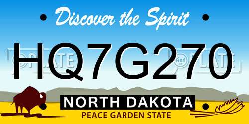 HQ7G270 North Dakota License Plate