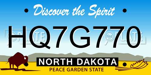 HQ7G770 North Dakota License Plate