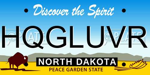 HQGLUVR North Dakota License Plate