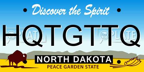 HQTGTTQ North Dakota License Plate