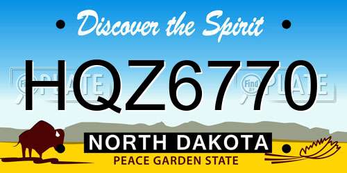 HQZ6770 North Dakota License Plate