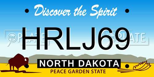 HRLJ69 North Dakota License Plate