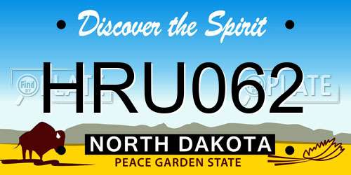 HRU062 North Dakota License Plate