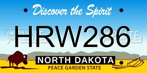 HRW286 North Dakota License Plate