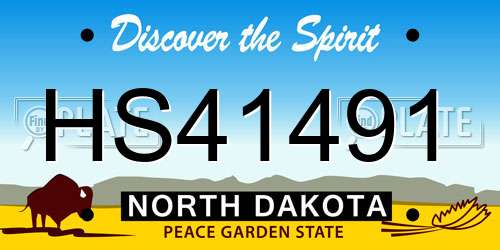HS41491 North Dakota License Plate