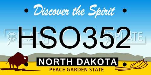 HSO352 North Dakota License Plate