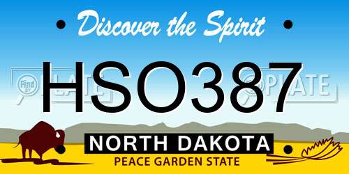 HSO387 North Dakota License Plate
