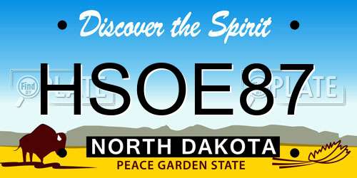HSOE87 North Dakota License Plate