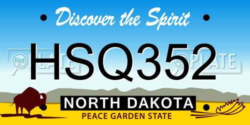 HSQ352 North Dakota License Plate