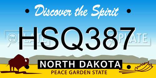 HSQ387 North Dakota License Plate