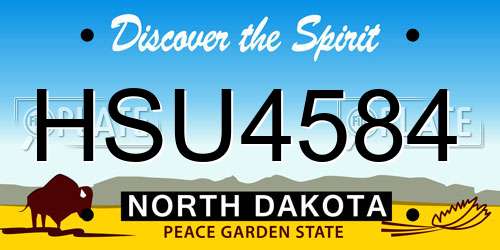 HSU4584 North Dakota License Plate