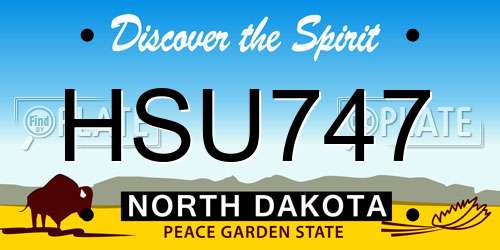 HSU747 North Dakota License Plate
