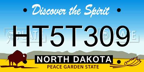 HT5T309 North Dakota License Plate