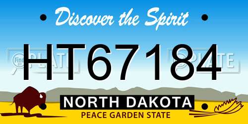 HT67184 North Dakota License Plate