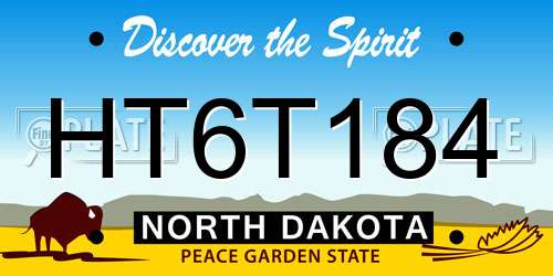 HT6T184 North Dakota License Plate