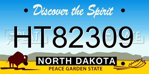 HT82309 North Dakota License Plate