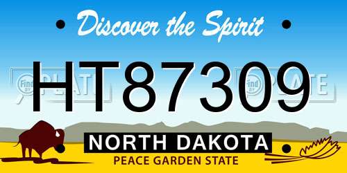 HT87309 North Dakota License Plate