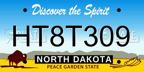HT8T309 North Dakota License Plate