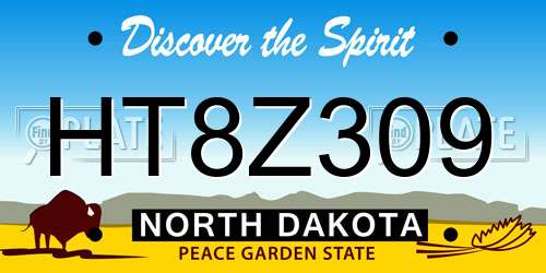 HT8Z309 North Dakota License Plate