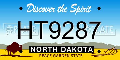 HT9287 North Dakota License Plate