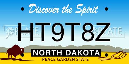 HT9T8Z North Dakota License Plate