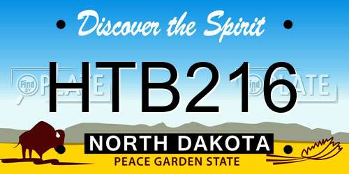 HTB216 North Dakota License Plate