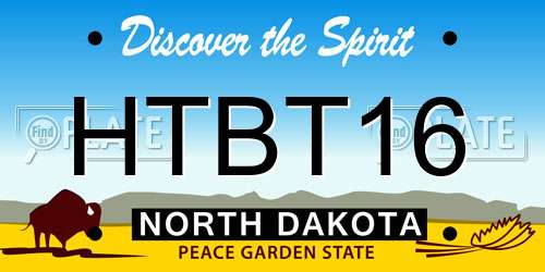 HTBT16 North Dakota License Plate
