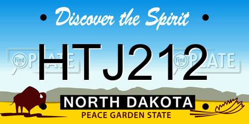 HTJ212 North Dakota License Plate